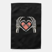 Skeleton Hand Heart Skateboard Valentines Day Funn Garden Flag