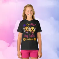 Gender Reveal He She Big Sister to Bee Girls Black T-Shirt