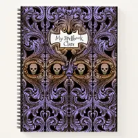 Personalize Goth Purple Ornament & Skull Spellbook Notebook