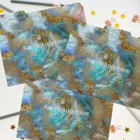 Abstract Gold Teal Faux Foil Glitter Name Monogram File Folder