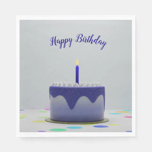 Blue Birthday Cake Napkins