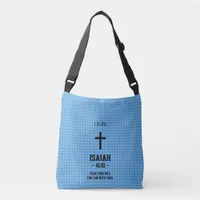 Blue Dotted Pattern Bible Chapter Verse Christian Crossbody Bag