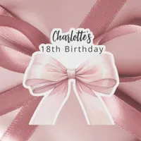 Bow pink white elegant Birthday Sticker