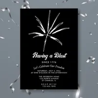 Having a Blast Silver Fireworks 4th of July Party Foil Invitation