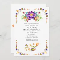 Paisley Lotus Flower Indian Bridesmaids Luncheon Invitation