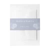 White Gilded Roses on Dusty Blue Invitation Belly Band