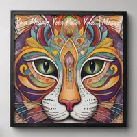 Mystic Boho Feline Mandala Peel And Stick Photo Tile
