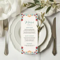 Mexican Fiesta Colorful Floral Wedding Menu