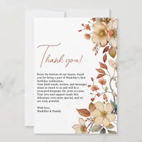  Modern Chic Wildflower Script 1st Birthday Girl  Thank You Card