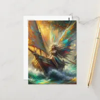 Beautiful Fairy in a Sailboat Postcard