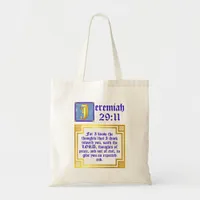 Old Testament Jeremiah 29:11 KJV Bible Verse Tote Bag