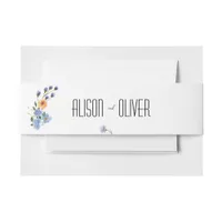 Boho Watercolor Wildflowers Wedding  Invitation Belly Band