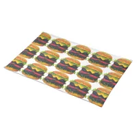Double Deluxe Hamburger with Cheese Cloth Placemat