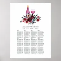 Boho Burgundy and Navy Wine Tasting Seating Plan Poster