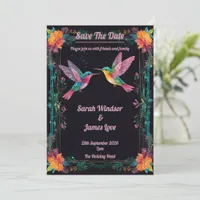 Dark Botanical Hummingbird Theme Invitation