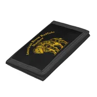 Gold Bison in Astronaut Suit Exploring Space Trifold Wallet