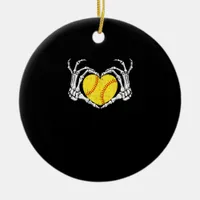 Skeleton Hands Heart Halloween Costume Softball Ceramic Ornament