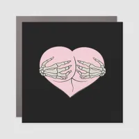 Heart Butt Hug Skeleton Hands Classic Look Car Magnet
