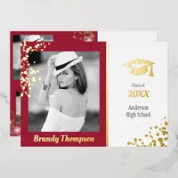 Burgundy and Gold Photo Graduation Announcement