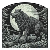 Vintage Werewolf in front of the Full Moon Door Sign