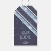 Christmas Stripe Pattern Blue ID862 Gift Tags