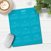 2025 Modern Minimalist Teal Blue Calendar Mouse Pad