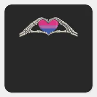 Bone Hands Heart Bisexual Goth Minimal Design Square Sticker