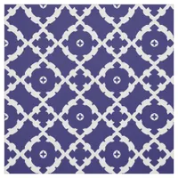 Elegant Classic Navy Blue and White Mosaic Pattern Fabric