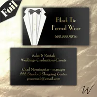 Foil Black Tie White Tuxedo Men's Formal Wear  Business Cards