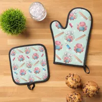 Back to School Elephant Pattern Oven Mitt & Pot Holder Set