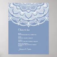 Elegant dusty blue white lace mandala classic poster