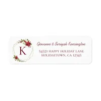 Elegant Christmas Geometric Foliage Monogram Label