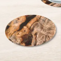 Ancient Greek Olive Tree Trunk Print Round Paper Coaster