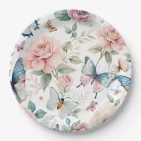 Butterflies and Roses Paper Plate