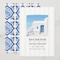 Santorini Blue Greek Island Mediterranean Save The Date