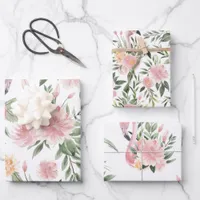 Floral Flamingo Pattern Wrapping Paper Sheets