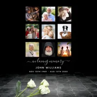Photo collage black memorial funeral poster