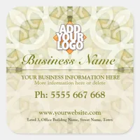 Geometrica Floral Earth Green w/ Logo Business Square Sticker