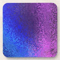 Shades of Blue and Purple Abstract Cork Coaster