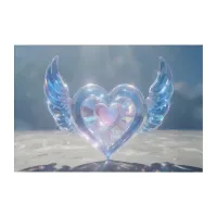 *~* AP78 Glass Crystal Hearts Angel Wings Acrylic Print