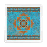 Southwest Mountain Peaks Geometric Square Acrylic Tray