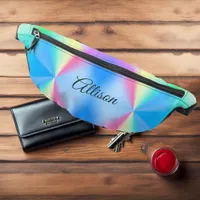 Modern iridescent pastel rainbow colored fanny pack