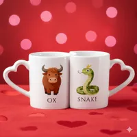 Snake 蛇 Ox 牛 Chinese Zodiac Coffee Mug Set
