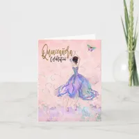 Quinceanera Iridescent Blush Pink Glam Dress Invitation