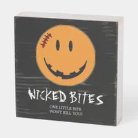 Pumpkin Face Wicked Bites ID224 Wooden Box Sign