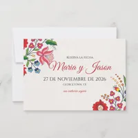 Colorful Floral Botanical Modern Spanish Wedding Save The Date
