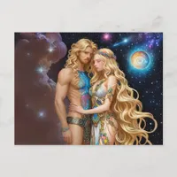 *~* AP58 Cosmic Couple Fantasy Romantic Galaxy Holiday Postcard