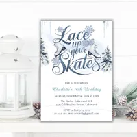 Lace Up Your Skates Winter Ice Skating Birthday Invitation