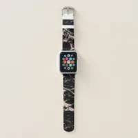 Girly Black Marble Rose Gold Foil Apple Watch Band