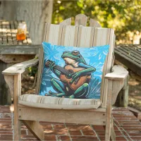 Summer Fresh Blue, Guitar Frog Outdoor Pillow